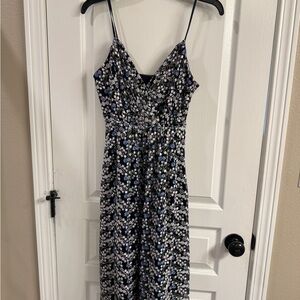 Elie Tahari Black and White Floral Midi Dress